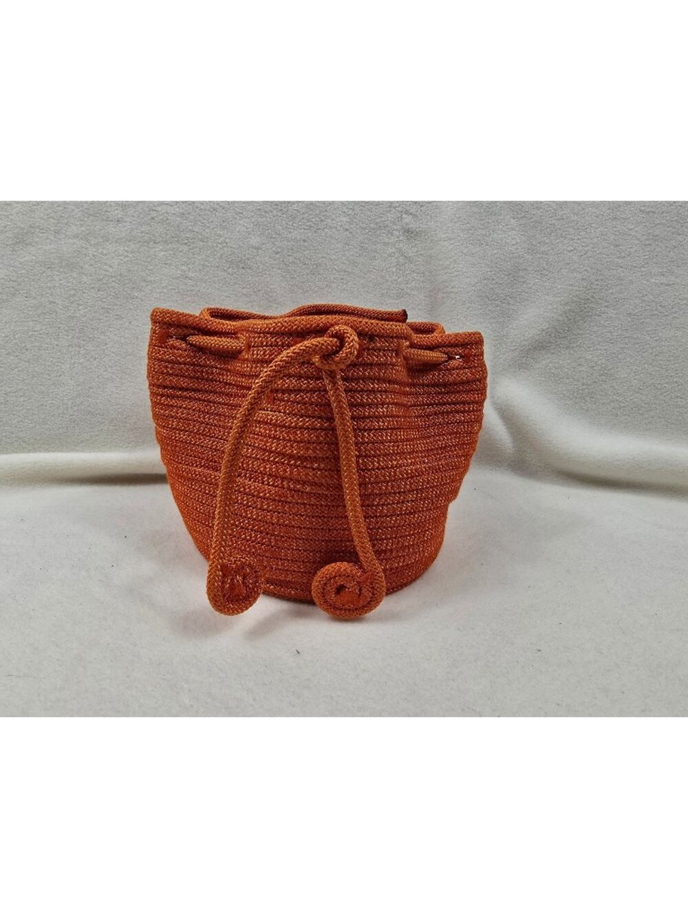 Ugly Rugly Orange Drawstring Basket Woven Rope Bucket Bag Small